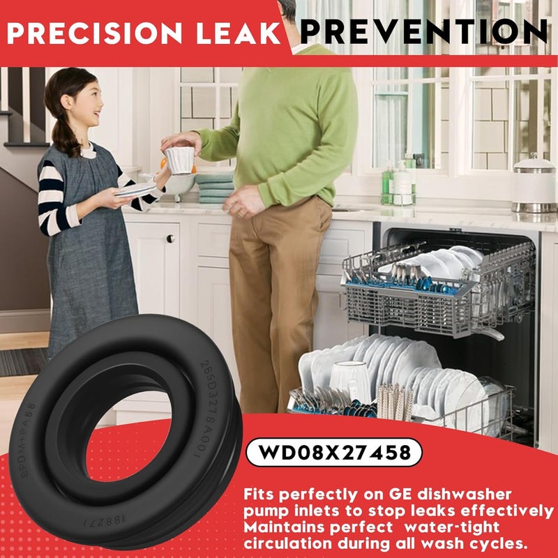 Valorup WD08X27458 Dishwasher Pump & Sump Seal Kit for GE, Direct Replacement for AP7018540, WD08X25471, PS16554611, Compatible with DDT700, GDT565, GDF510 & More - Image 2